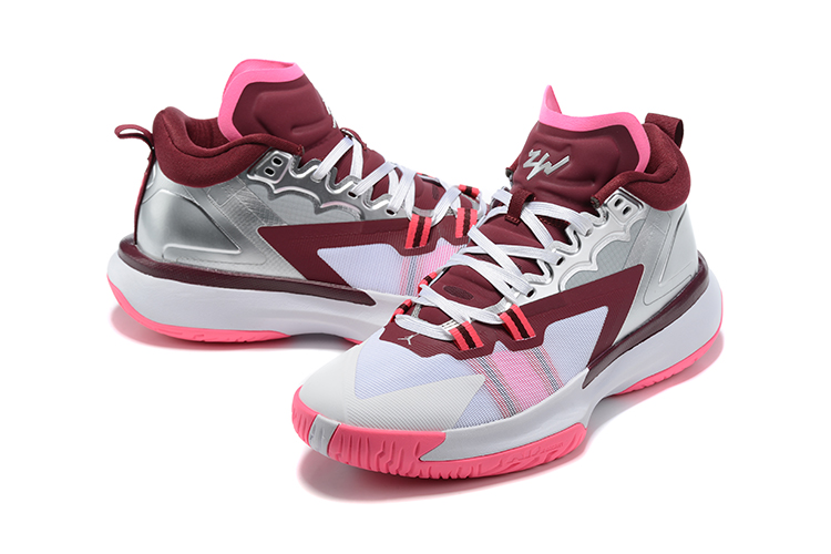 Jordan Zion I White Silver Wine Red Pink Shoes
